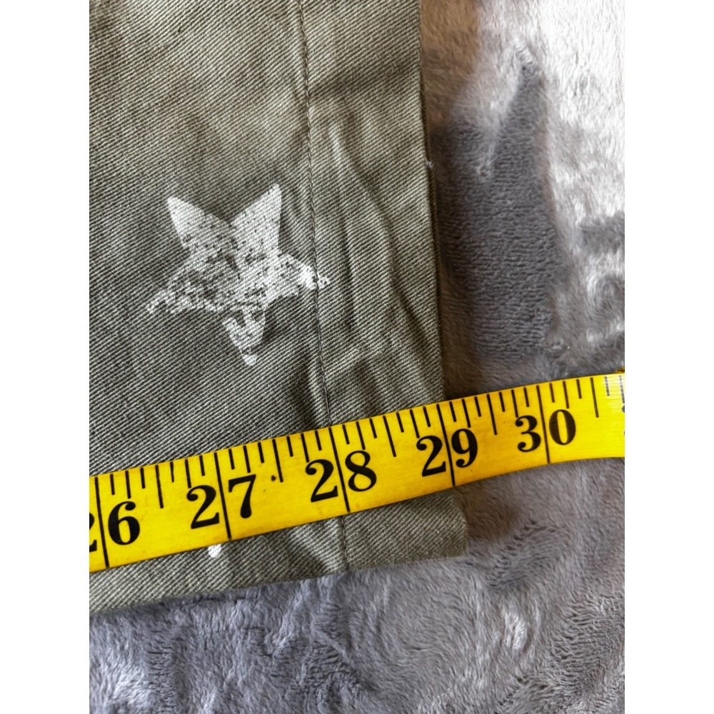 Fantastic Fawn Womens Olive Green Skull & Star Print Utility Jumpsuit Size L - Picture 9 of 10